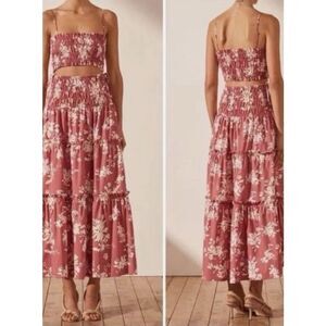 NWT House of Harlow 1960 Linen Spaghetti Strap Terracotta Smock Crop Top Medium